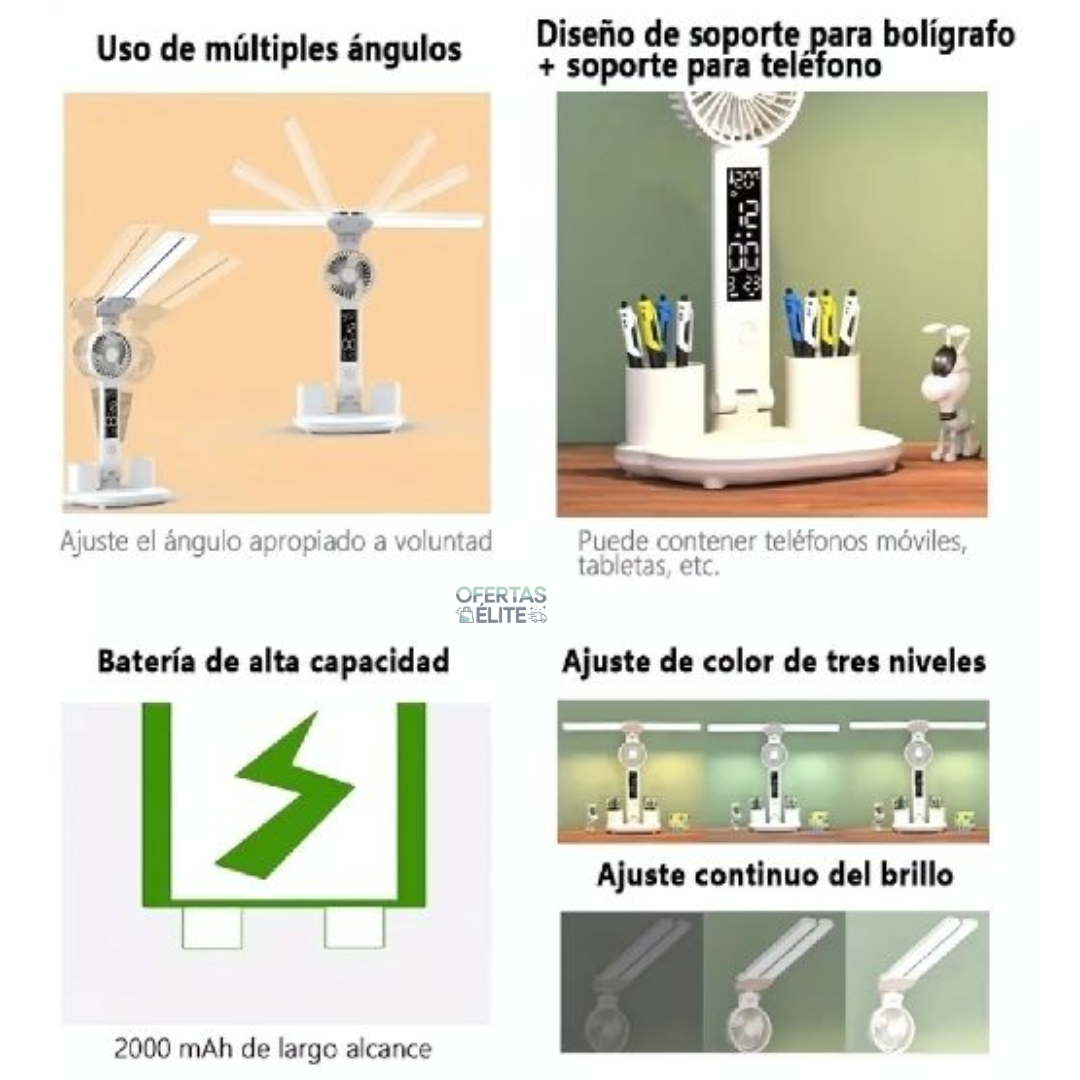 Lámpara y Ventilador 5en1